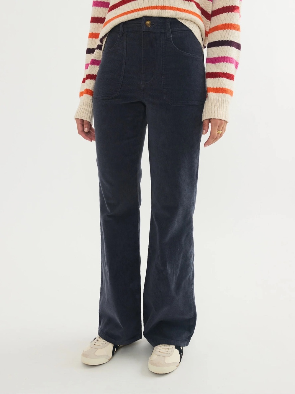 NWT Marine Layer Bridget Corduroy Flare in India Ink Blue 4